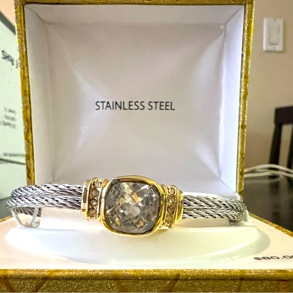 Women’s stainless steel bracelet with crystal - Picture 1 of 6